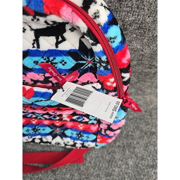 Vera Bradley Small Teddy Fleece Backpack Nordic Stripe Multi Aztec Southwest - Picture 2 of 9